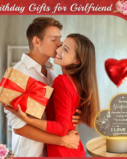 Linkax Romantic Gifts for Girlfriend, Birthday Gifts for Girlfriend from Boyfriend, Unique Heart-shaped Night Light with Love Quotes, I Love You Gift for Her, Anniversary Christmas Gift for Girlfriend - LeafyLoom