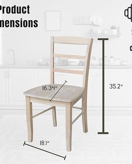 International Concepts Set of Two Madrid Chairs, Wood, Unfinished - LeafyLoom
