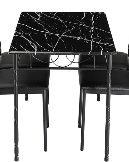 VECELO 5 Pieces Sets,43.3" Table&chairs for 4,Industrial Counter Height Tabletop with Bar Stools, Rectangle Breakfast Chairs, Living Room, Apartment, Dining table for 4, Black 1 - LeafyLoom