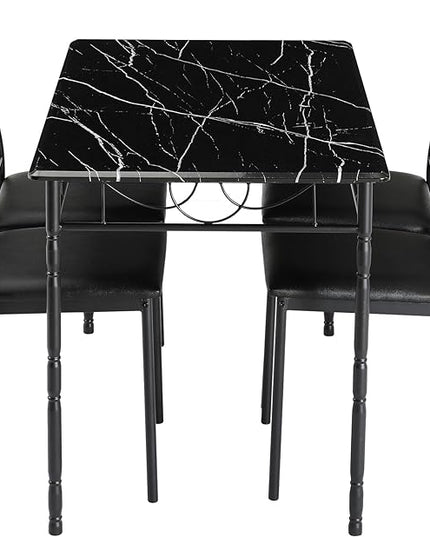 VECELO 5 Pieces Sets,43.3" Table&chairs for 4,Industrial Counter Height Tabletop with Bar Stools, Rectangle Breakfast Chairs, Living Room, Apartment, Dining table for 4, BLack - LeafyLoom