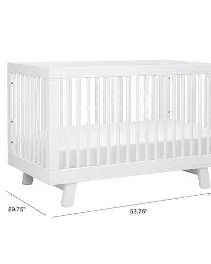 Babyletto Hudson 3-in-1 Convertible Crib with Toddler Bed Conversion Kit in White, Greenguard Gold Certified , 53.75x29.75x35 Inch (Pack of 1) - LeafyLoom