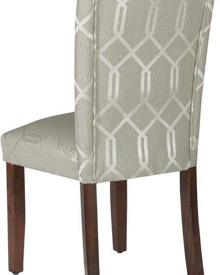 HomePop Classic Parsons Dining Chairs, Pack of 2, Pewter Gray Cream Lattice (Set of 2) - LeafyLoom