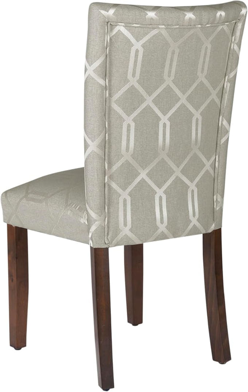 HomePop Classic Parsons Dining Chairs, Pack of 2, Pewter Gray Cream Lattice (Set of 2) - LeafyLoom