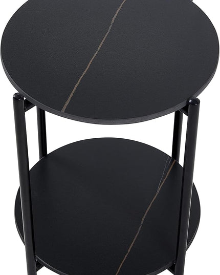 NicBex Coffee Table Wooden Coffee Table with Storage Round Center Tables with Open Bottom Shelf End Table for Living Room, Dining Room, Office, and Bedroom,14.17" W, Black - LeafyLoom