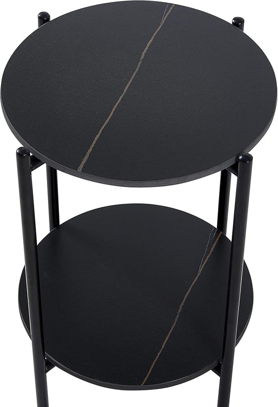 NicBex Coffee Table Wooden Coffee Table with Storage Round Center Tables with Open Bottom Shelf End Table for Living Room, Dining Room, Office, and Bedroom,14.17" W, Black - LeafyLoom