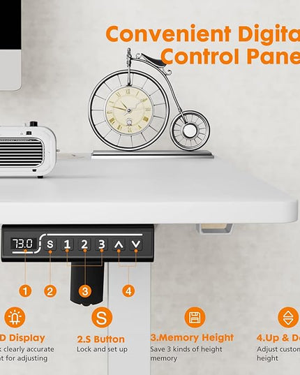 Sweetcrispy Standing Desk Adjustable Height, 48inch Electric Sit Stand up Desk for Home Office, Modern Rising Work Table for Computer Laptop, Lift Gaming Desk Sturdy Ergonomic Workstation, White - LeafyLoom