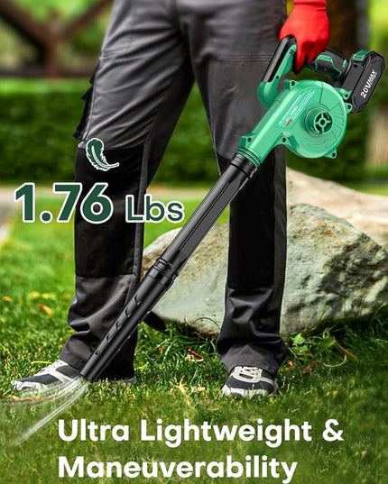 K I M O. Cordless Leaf Blower Vacuum Combo 4 IN 1, 3 Nozzles for Inflation & Compression,3 Modes & Variable Speed, 20000RPM 150MPH, 2000mAh Battery, Extended Tube, Mini Leaf Blowers for Lawn Care|Yard - LeafyLoom