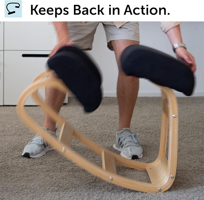 Ergonomic Kneeling Office Chair - Rocking Home & Work Wooden Computer Desk Chairs, Back & Neck Spine Pain, Better Posture, Ergo Knee Support Stool, Cross Legged Sitting (Green) - LeafyLoom