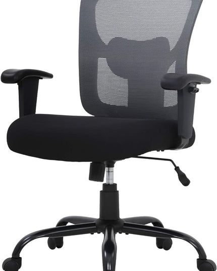 BestOffice Big and Tall Office Chair 500lbs Desk Chair Mesh Computer Chair with Lumbar Support Wide Seat Adjust Arms Rolling Swivel High Back Task Executive Ergonomic Chair for Home Office (Grey) - LeafyLoom