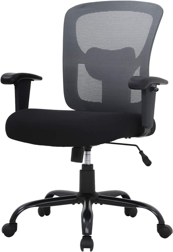 BestOffice Big and Tall Office Chair 500lbs Desk Chair Mesh Computer Chair with Lumbar Support Wide Seat Adjust Arms Rolling Swivel High Back Task Executive Ergonomic Chair for Home Office (Grey) - LeafyLoom