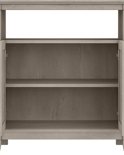 Bush Furniture Key West Tall Stand for 65 Inch TV, Farmhouse Entertainment Center with Storage, Washed Gray - LeafyLoom