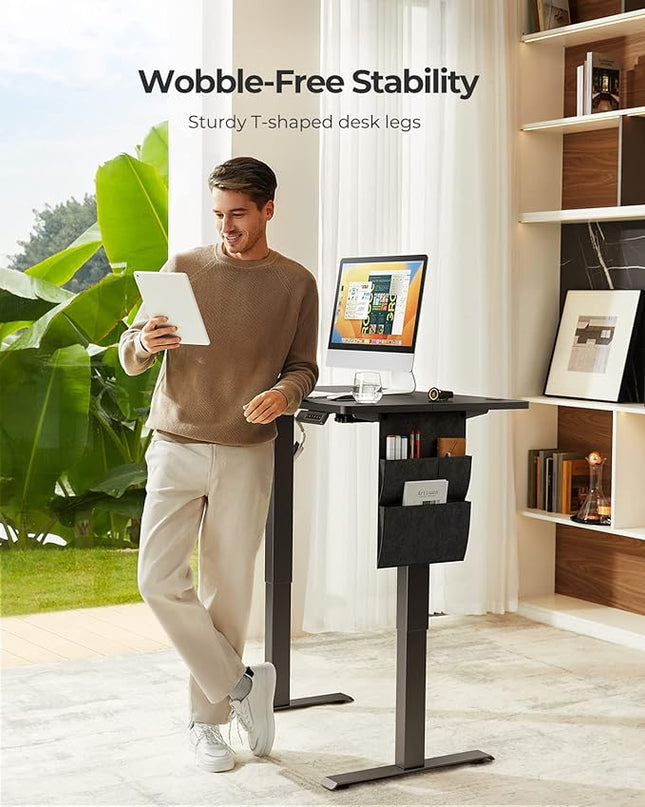 Marsail Standing Desk Adjustable Height, Electric Standing Desk with Starage Bag, Stand up Desk for Home Office Computer Desk Memory Preset with Headphone Hook - LeafyLoom