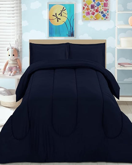 Utopia Bedding All Season Navy Comforter Set with 2 Pillow Cases, 3 Piece Soft Brushed Microfiber Kids Bedding Set for Boys/Girls, Machine Washable (Twin) - LeafyLoom