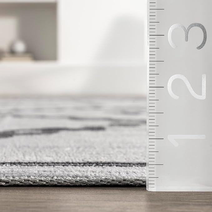 nuLOOM Celesta Bohemian Trellis Machine Washable Ultra Thin Area Rug, 6' x 9', Ivory - LeafyLoom