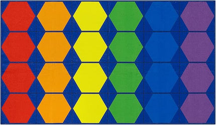 LIVEBOX Hexagon Kids Rug for Classroom, Washable Classroom Carpet for School, Nursery, Colorful Children's Classroom Area Rugs Non-Slip Playroom Mat for Daycare Learning,13'x7'5"(Seats-24) - LeafyLoom