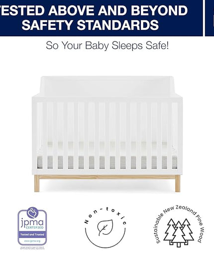 babyGap by Delta Children Oxford 6-in-1 Convertible Crib TrueSleep 2-Stage Deluxe Crib and Toddler Mattress (Bundle) - LeafyLoom