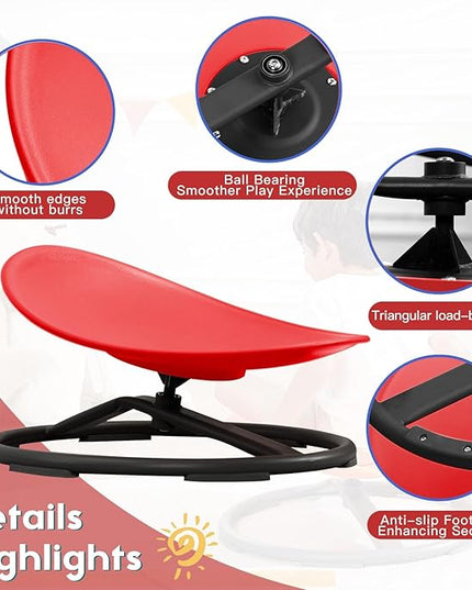 Sensory Toys for Kids Autism Sensory Products Sit and Spin Autism Toys Sensory Chair Spinning Chair ADHD Chair Swivel Chair Training Body Coordination (Red) - LeafyLoom