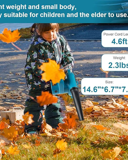 Corded Electric Leaf Blower,2 in 1 Small Handheld Lightweight Sweeper/Vacuum,110V 400W Portbale Blower for Leaf/Snow/Dust Blowing (Blue) - LeafyLoom