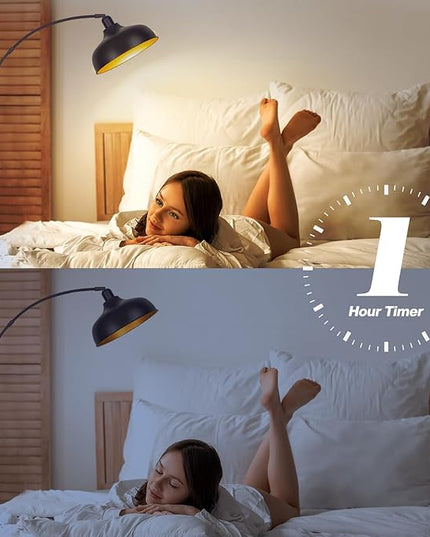 Arc Floor Lamps Bronze, Standing Lamps for Living Room with Remote Control, Foot Switch, Metal Shade, Arched Floor Lamp with Stepless Dimmable LED Bulb, Brown Floor Reading Tall Lamp for Bedroom - LeafyLoom