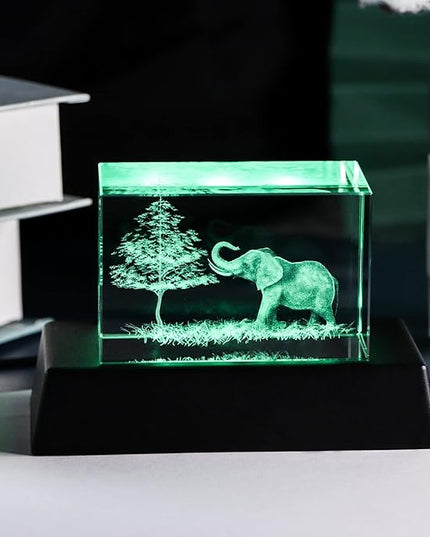 Qianwei Elephant Gifts for Women Decorations for Home, 3D Crystal Elephant Decor Stuff Figurines Statue Gift for Elephant Lovers, Mother Day Birthday Gifts for Mom Mother Mama from Daughter Son - LeafyLoom