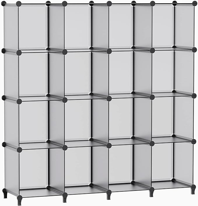 HOMIDEC Book Shelf 16 Cubes Bookcase Bookshelf Cube Storage Organizer Portable Display Bookshelf Kids Bookshelf Book Case for Study Room,Bedroom,Office,Living Room,Closet (47.2x11.8x47.2 inch) - LeafyLoom