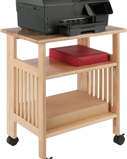 Winsome Mission 2-Shelf Wood Mobile Printer Stand, Brown (81628) - LeafyLoom