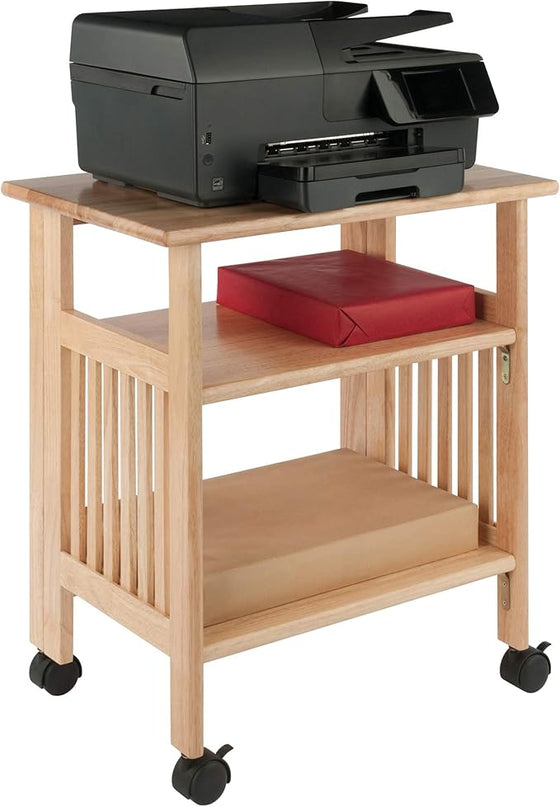 Winsome Mission 2-Shelf Wood Mobile Printer Stand, Brown (81628) - LeafyLoom