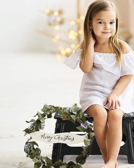 Delxo Folding Step Stool for Kids and Adults,15-Inch Extra Wide 9 Inch Height Heavy Duty Stepping Stool More Safe and Comfortable Non Slip Foldable Step Stool Black - LeafyLoom