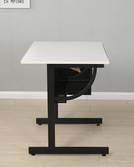 NicBex Laik-DW-00016-DX Desks, 45.67" W x 23.6" D x 29.5" H, White+Black - LeafyLoom