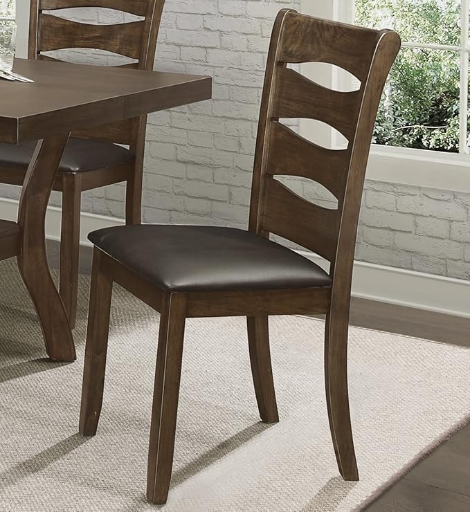 NicBex Dining Table Set for 4 Kitchen & Dining Room Tables Transitional Dining Room Furniture 5pc Dining Set Table with Self-Storing Leaf and 4X Side Chairs, Wooden, Brown - LeafyLoom