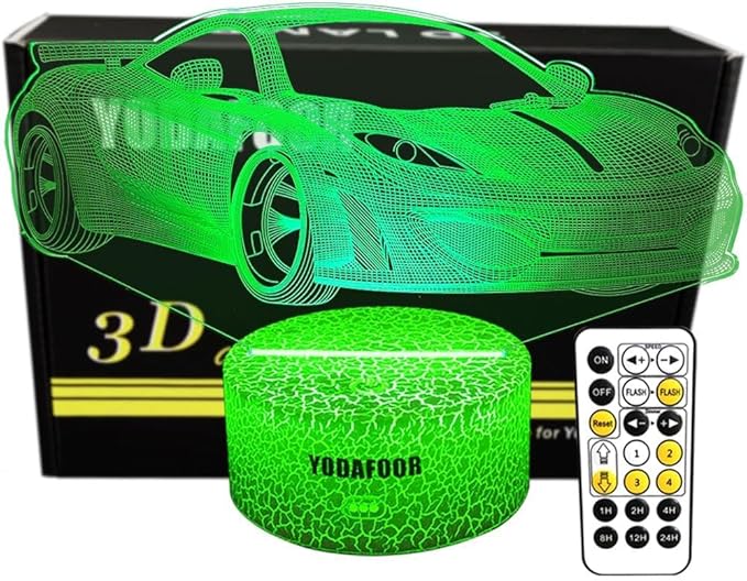 3D Car Breastfeeding Night Light, Multi Color LED Table Night Lamp, Timing Remote Control, Smart Touch Car Theme Bedroom Decor Light, Car Shape Gifts for Teen Kid Boy Girl Age 1-14 - LeafyLoom
