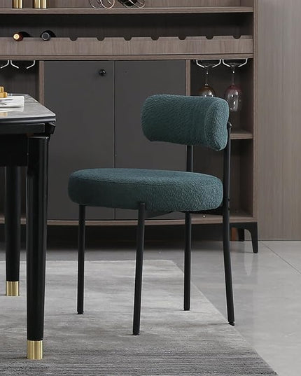 DYHOME Dining Chair One Chair for Kitchen Dining Room Dining Table,Upholstered Boucle Dining Chair with Black Metal Legs,Accent Dining Side Chair,Green - LeafyLoom