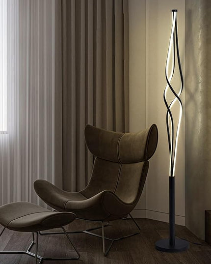 Spiral Floor Lamps for Living Room 70 Inch LED Floor Lamp for Bedroom 34W Dimmable Modern Floor Lamp with Remote Control 3 Color Temperature Black Corner Floor Lamp - LeafyLoom