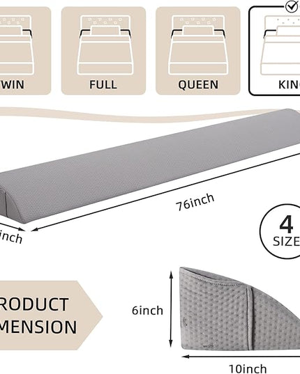 Bed Wedge Pillow for Headboard, King Size Headboard Pillow, Bed Gap Filler Close Gap (0-8") Between Mattress and Headboard (King) - LeafyLoom