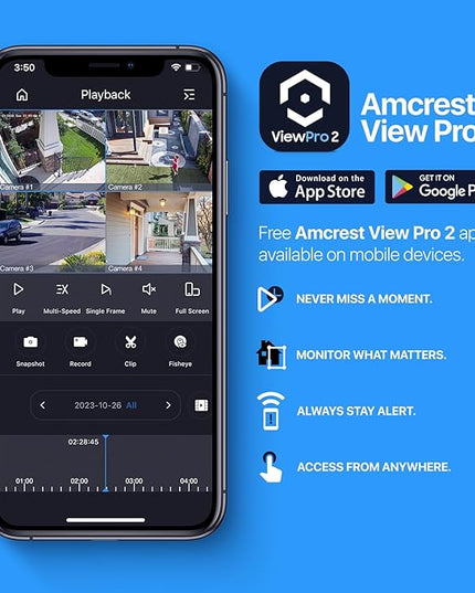 Amcrest UltraHD 4K (8MP) Outdoor Security POE IP Camera, 3840x2160, 98ft NightVision, 2.8mm Lens, IP67 Weatherproof, IK10 Vandal Resistant Dome, MicroSD Recording, White (IP8M-2493EW) Amcrest