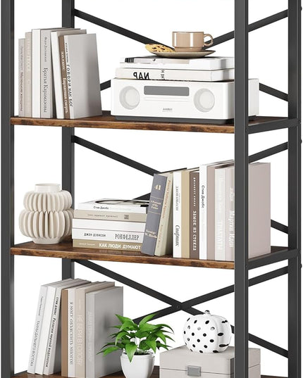 4 Tier Bookshelf 23.6" Width, Kids Bookshelf with Storage, Small Bookcase with Open Shelves, Storage Organization for Bedroom, Living Room and Home Office,Rustic Brown - LeafyLoom
