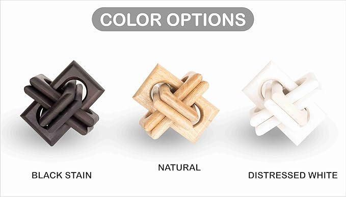 Wood Knot Decor Entry Table Boho Shelf Decor 6 Link Interlock Coffee Table Decor for Living Room and Modern Farmhouse Hand Crafted Blackened Mango Wood Console Table Decor (Black) - LeafyLoom