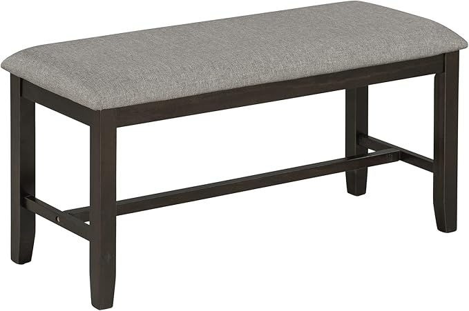 6-Piece Wooden Rectangular Dining Table Set with Bench and 4 Upholstered Chairs for Kitchen Living Room, Farmhouse Rustic Style, Espresso, 60''L x 36''W x 30''H - LeafyLoom