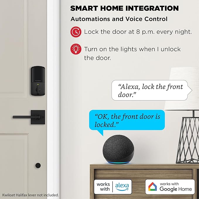 Kwikset Halo Wi-Fi Smart Lock, Keyless Entry Front Door Touchscreen Deadbolt, Matte Black Finish, Grade AAA Certified, UL Listed, Easy Install No Hub, App Control, Digital Remote Lock Kwikset