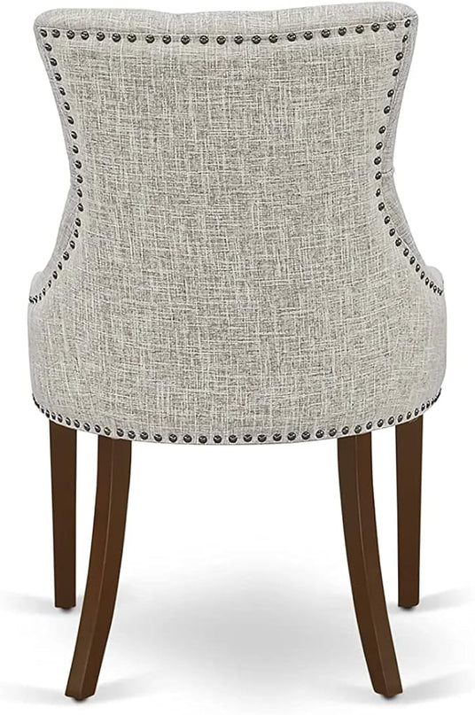 East West Furniture NOFR3-MAH-05 Norfolk 3 Piece Kitchen Set Contains a Rectangle Dining Room Table with Butterfly Leaf and 2 Doeskin Linen Fabric Parsons Chairs, 32x54 Inch - LeafyLoom