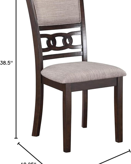 New Classic Furniture Gia Dining Chair (Set of Six), Light Brown Fabric Upholstered Seat & Back Rest, Cherry Brown - LeafyLoom