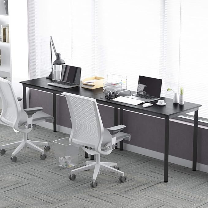 Weehom Computer Desk Home Office Writing Desk Study Laptop/Dining Table - 55 Inches Black Desk - LeafyLoom