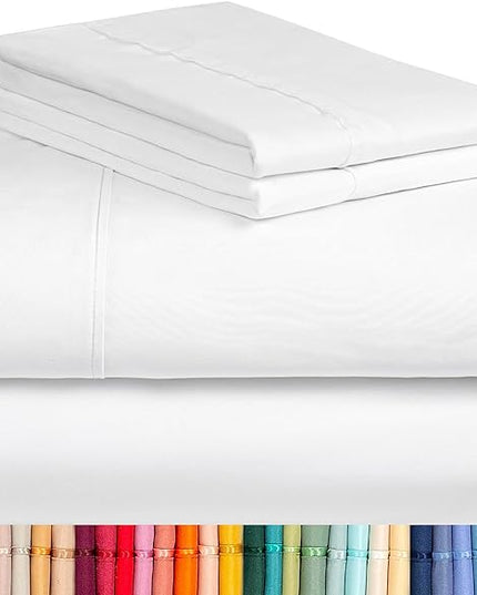 LuxClub 4 PC Sheet Bed Sheets Deep Pockets 18" Eco Friendly Wrinkle Free-Kids-Fitted Sheets Machine Washable Hotel Bedding Silky Soft - White Twin - LeafyLoom
