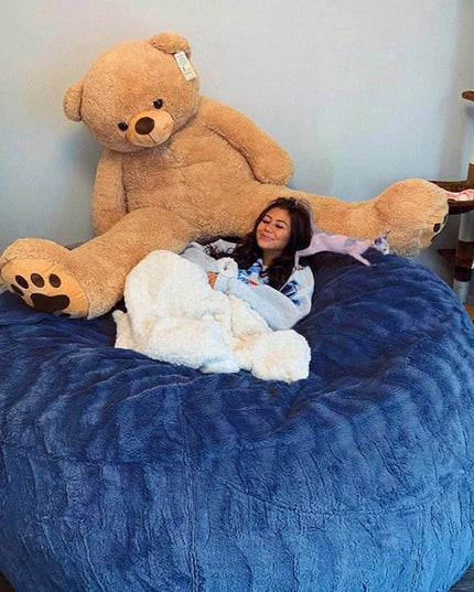 6FT Giant Fur Bean Bag Chair Cover, Ultra Soft Bean Bag Bed for Adults (No Filler, Cover only), Big Round Soft Fluffy Faux Fur Bean Bag Lazy Sofa Bed Cover, Machine Washable Big Size Bean Bag Cover - LeafyLoom