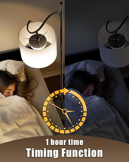 Dimmable Floor Lamp with Remote, Adjustable Floor Lamps for Reading, 12W LED Modern Standing Lamp Arched, Tall Floor Lamps for Living Room, Touch Control, 1200LM Super Bright - LeafyLoom