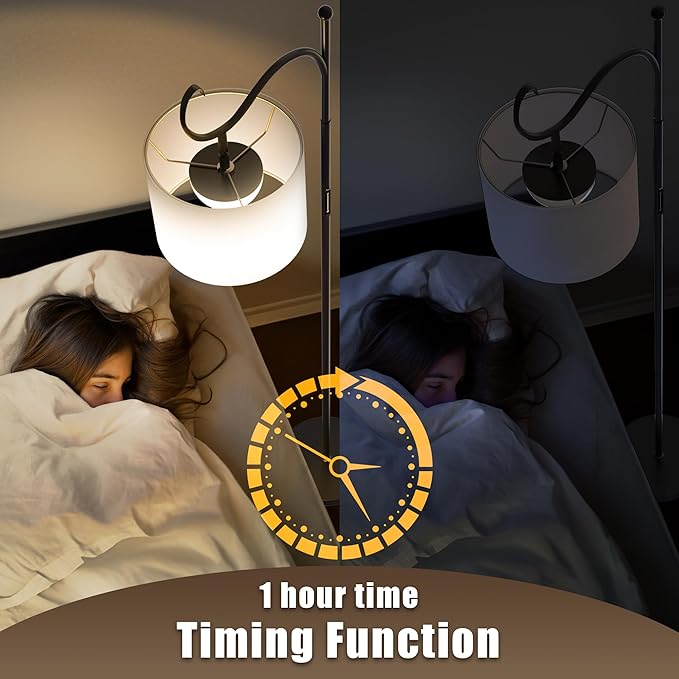 Dimmable Floor Lamp with Remote, Adjustable Floor Lamps for Reading, 12W LED Modern Standing Lamp Arched, Tall Floor Lamps for Living Room, Touch Control, 1200LM Super Bright - LeafyLoom