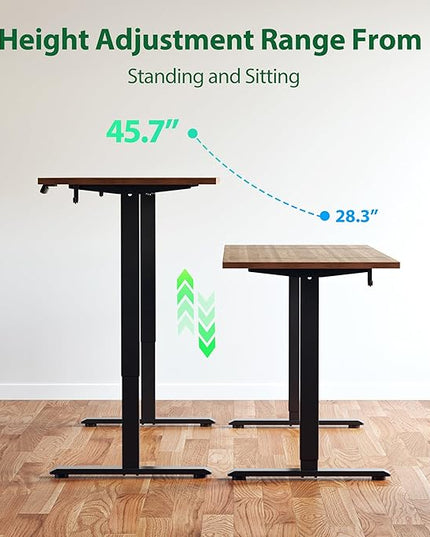 Electric Standing Desk, Large 63 x 24 Inches Height Adjustable Desk, Sit Stand up Desk for Work Office Home, Dark Walnut - LeafyLoom