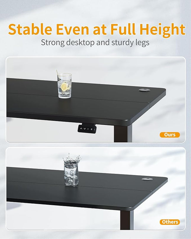 CubiCubi Electric Standing Desk, 63 x 24 Inches Height Adjustable Sit Stand Desk, Ergonomic Home Office Computer Workstation, Black - LeafyLoom