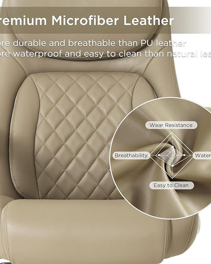 Nouhaus Ergonomic Office Chair Premium Microfiber Leather Adjustable Lumbar Support, Home Desk Gaming Chairs Executive Computer Chair with Adjustable Armrests (Posture,Taupe) - LeafyLoom