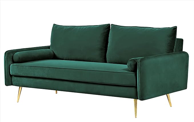 Kent Modern Sofa, European Style Velvet Living Room Furniture with Tapered Legs, Vintage Flair, and Sleek Design, Green - LeafyLoom
